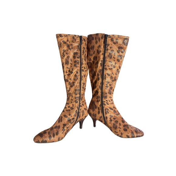 Impo Naomi Leopard Print Pointed Toe Kitten Heel Boots Size 6 - Picture 9 of 14